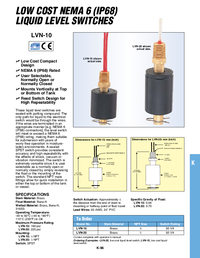 Thumbnail of document Data Sheet - LVN-10 NEMA-6 Vertical Mount Liquid Level Switches